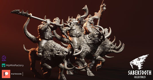 Ogre ripperhog cavalry unit x4 from Sabertooth collectibles 3D PRINTED MINIATURES