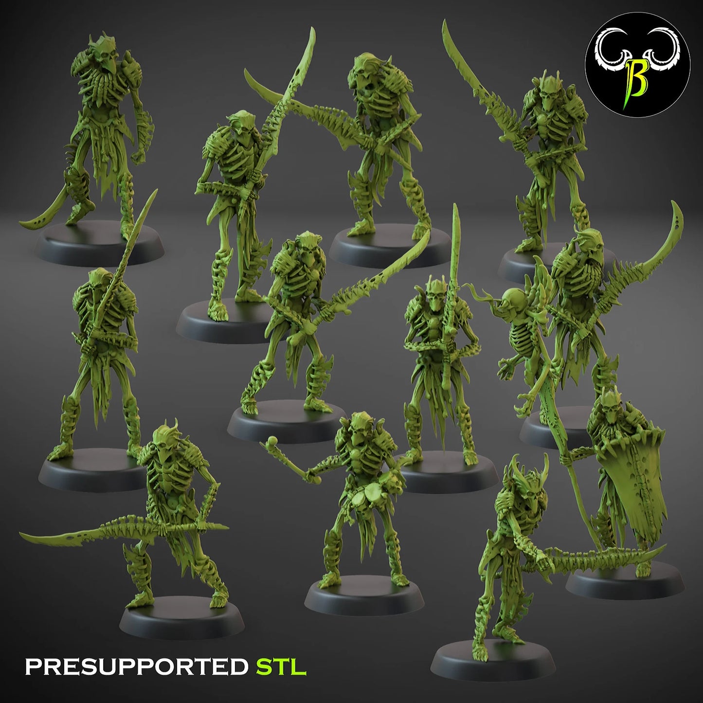 Undead Boneguard with two handed weapons from Clay Beast Creation 3D PRINTED MINIATURES