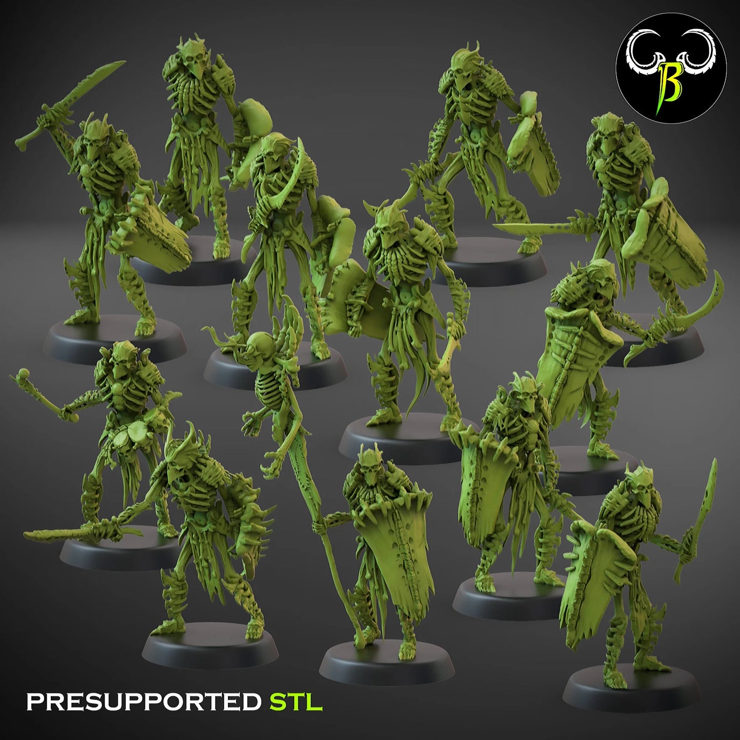 Undead Boneguard with shields from Clay Beast Creation 3D PRINTED MINIATURES