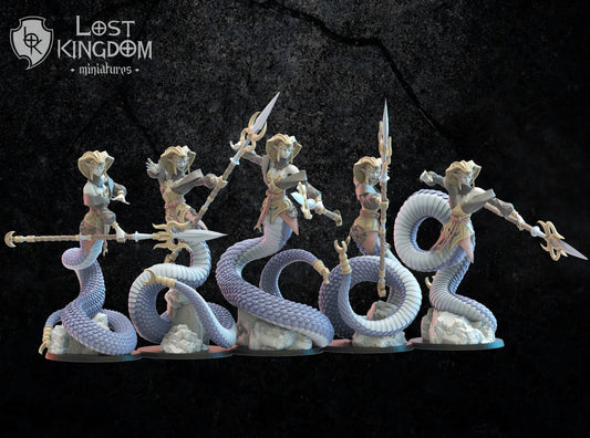 Lost Kingdom dark elf Naga warrior unit x5 3D PRINTED MINIATURES