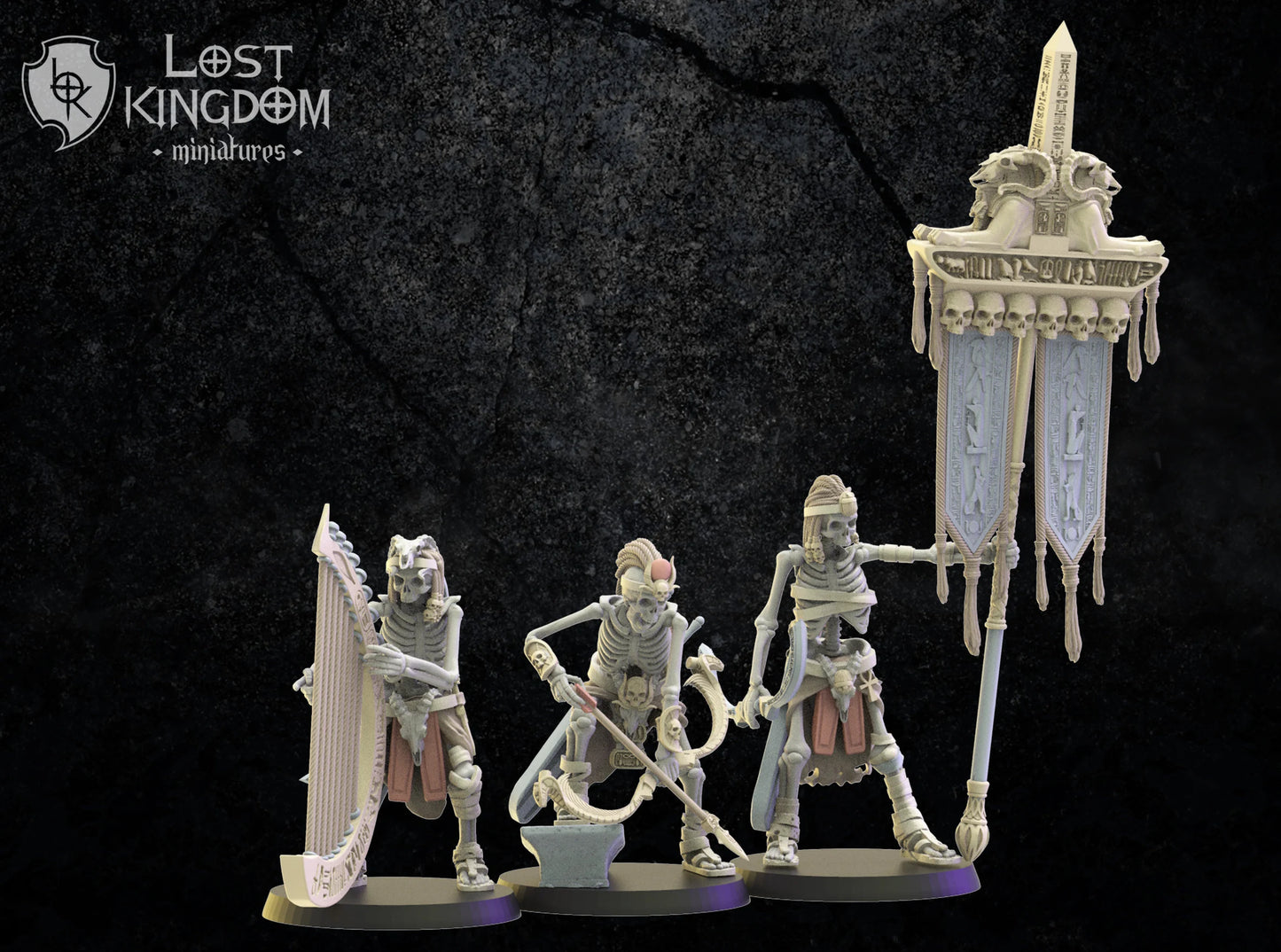 Lost Kingdom Undead skeleton archers on foot + command group 3D PRINTED MINIATURES