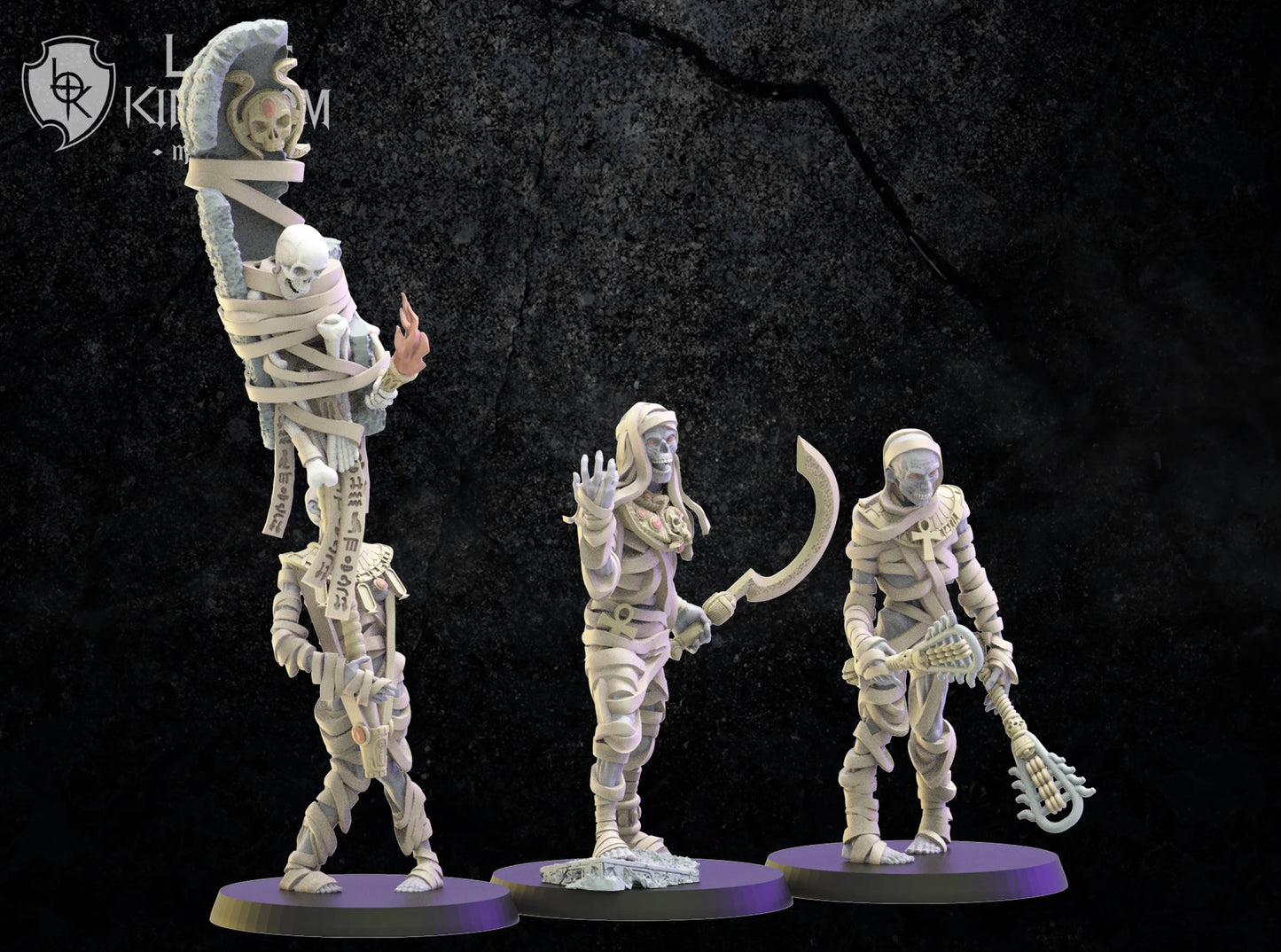 Lost Kingdom Undead Mummies command group x3 3D PRINTED MINIATURES