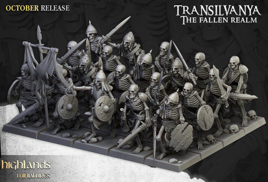Undead Skeleton warriors with shields unit x20  from Highland miniatures 3D PRINTED MINIATURES