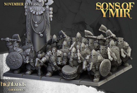 Dwarf Huscarl unit x20 from Highland miniatures 3D PRINTED MINIATURES