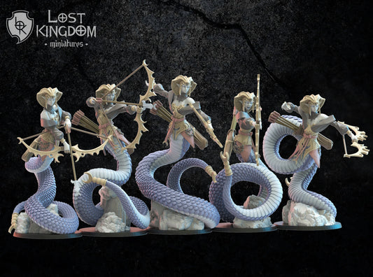 Lost Kingdom dark elf Naga archer unit x5 3D PRINTED MINIATURES