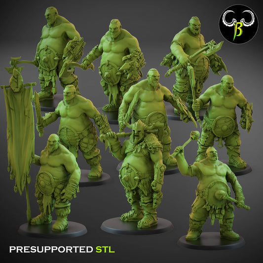 Ogre warriors with shields x6 from Clay Beast Creation 3D PRINTED MINIATURES