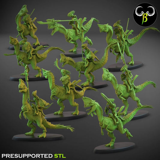 Lizardmen Novarider skink cavalry unit from x 10 Clay Beast Creation 3D PRINTED MINIATURES