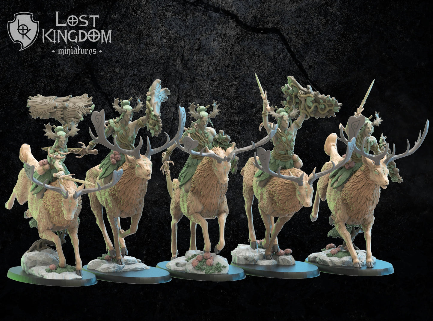 Lost Kingdom Miniatures wood elf Stag riders x5 3D PRINTED MINIATURES