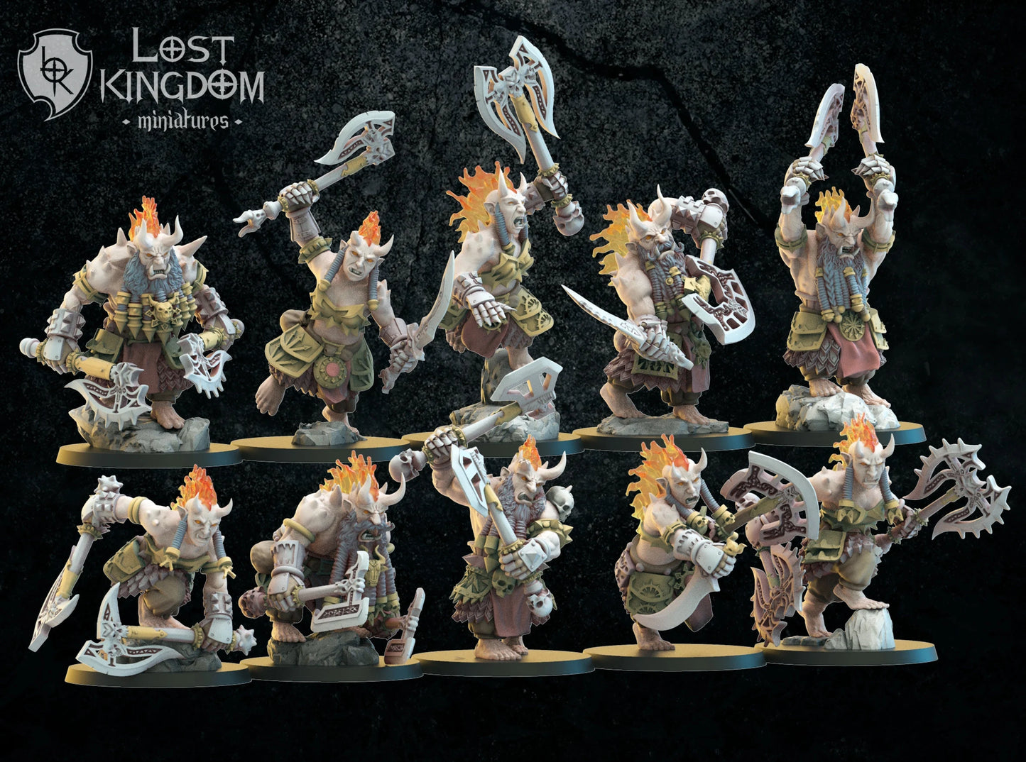 Lost Kingdom Infernal Dwarves berserker unit x10 inc command 3D PRINTED MINIATURES