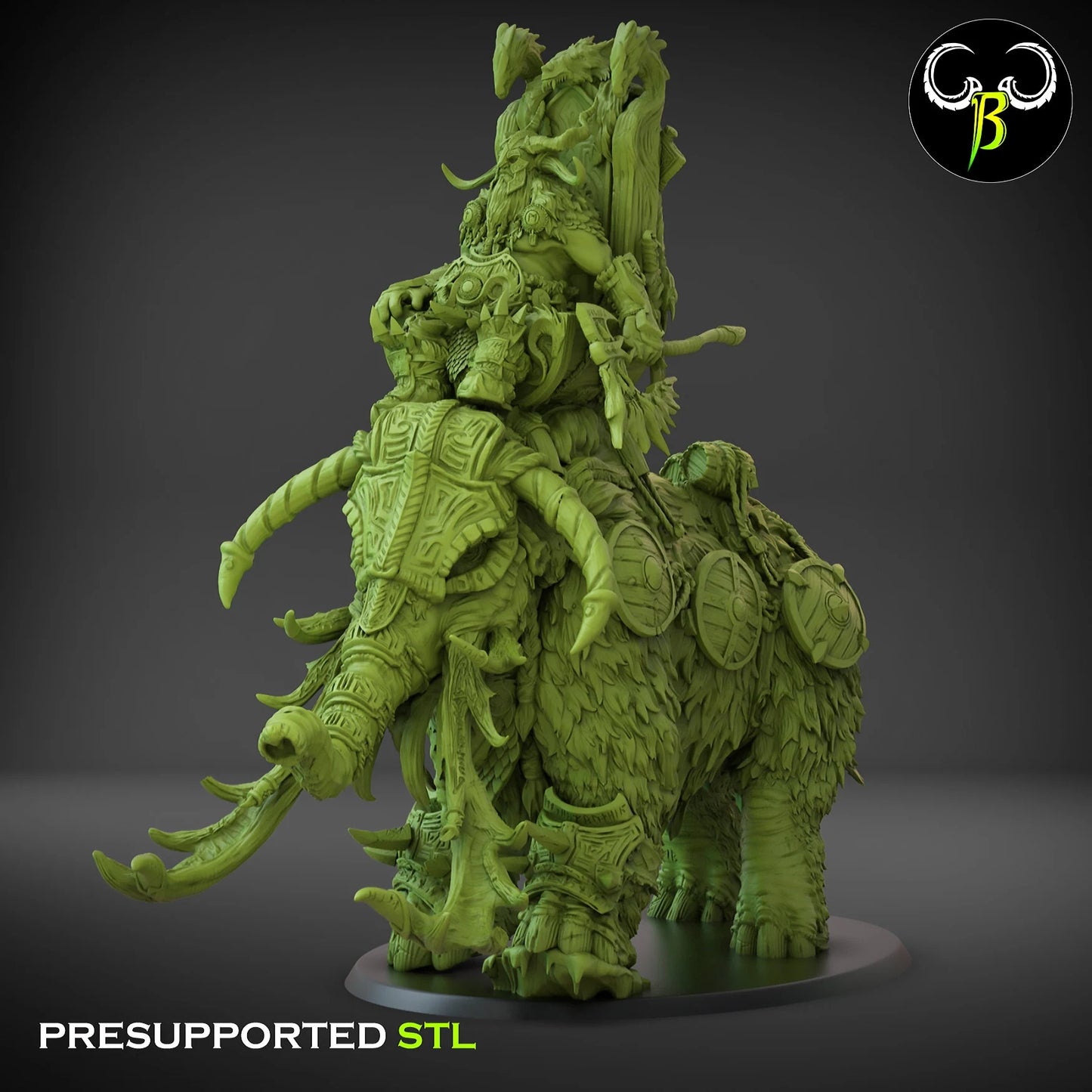 Ogre warlord on mammoth from Clay Beast Creation 3D PRINTED MINIATURES