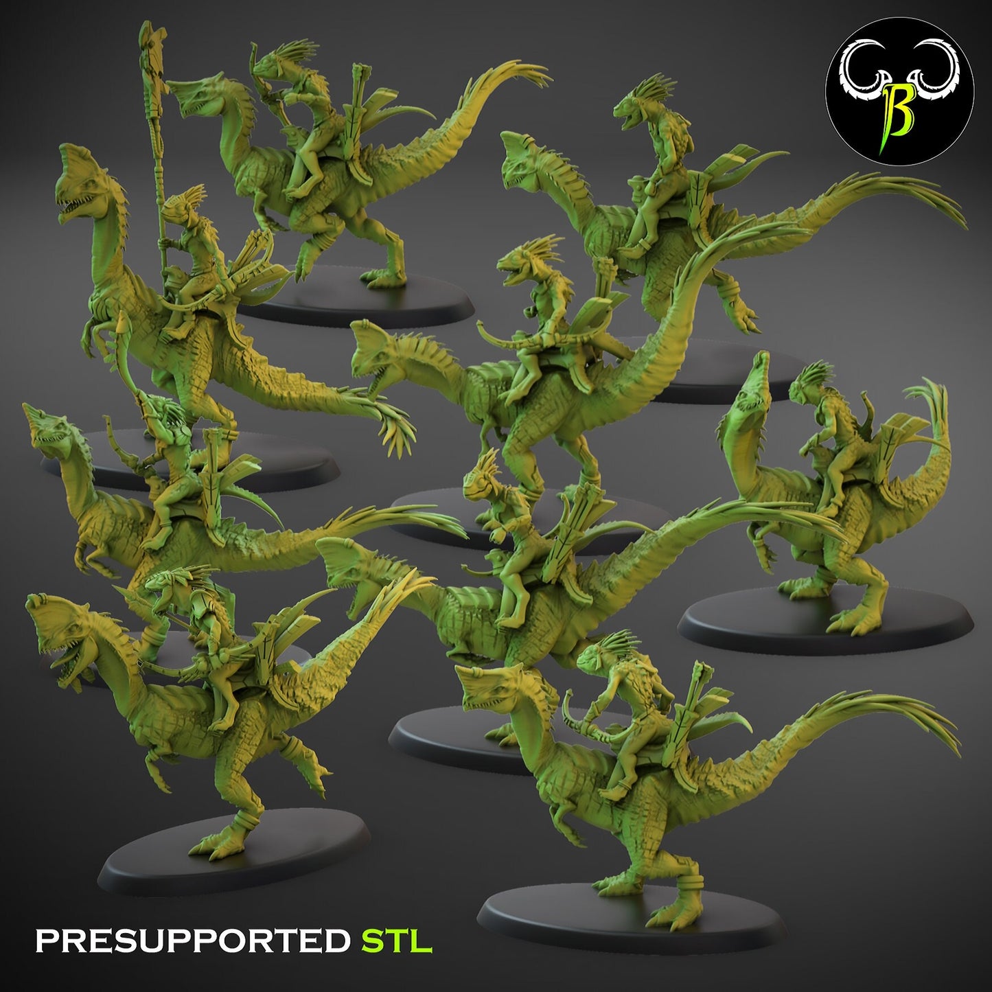 Lizardmen Novarider skink bow armed cavalry unit from x 10 Clay Beast Creation 3D PRINTED MINIATURES