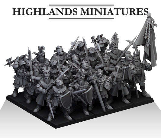Galia knights on foot unit x20 from Highland miniatures 3D PRINTED MINIATURES