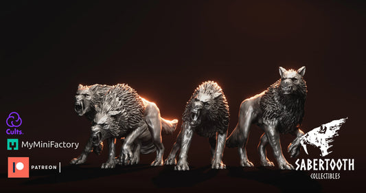 Dire wolves x10 from Sabertooth collectibles 3D PRINTED MINIATURES