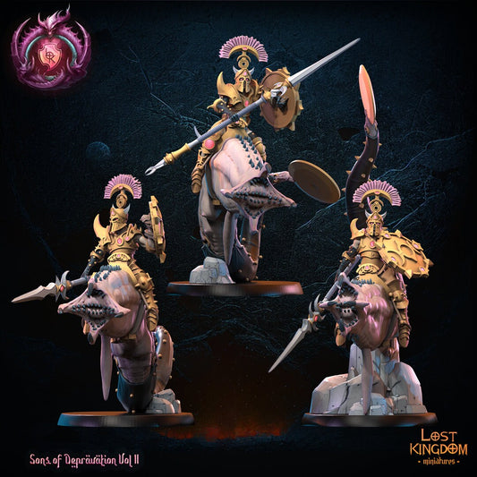 Lost Kingdom chaotic lust knights on demon mounts x3 3D PRINTED MINIATURES