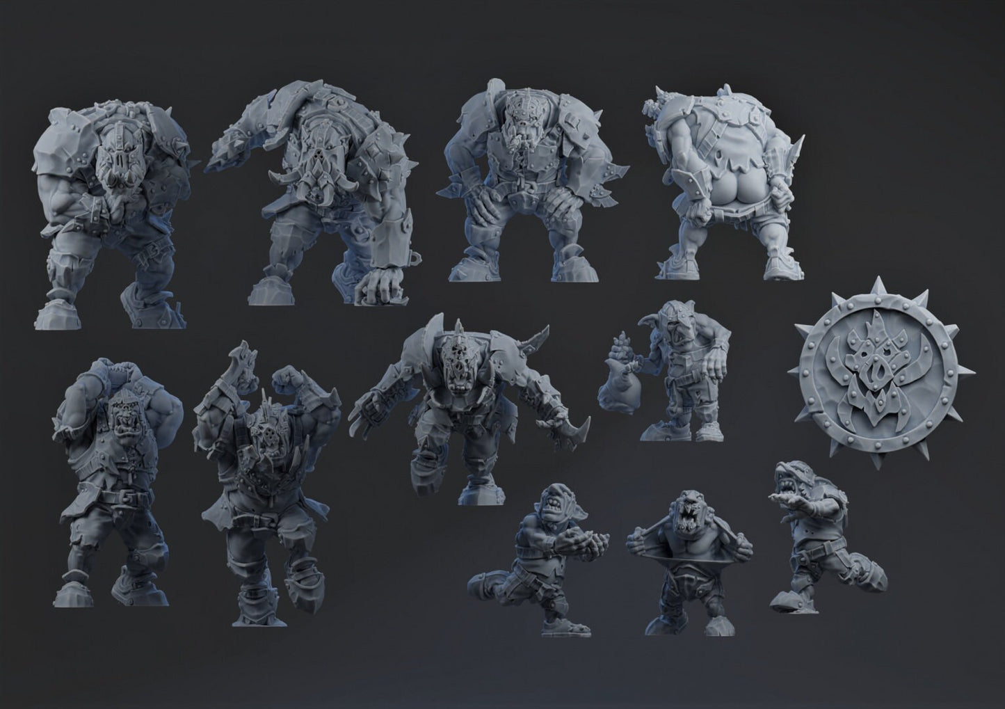 Brutefun Fantasy football full team orc pigiron pummelers 3D PRINTED MINIATURES