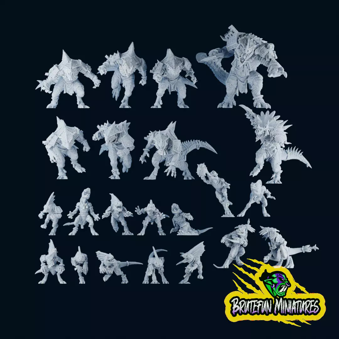 Brutefun Fantasy football full team Lizard people 3D PRINTED MINIATURES